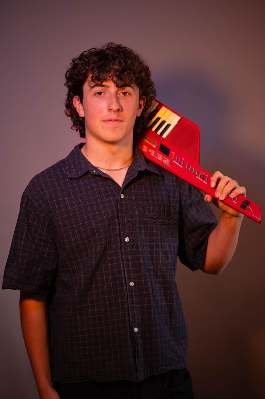 Student playing keytar