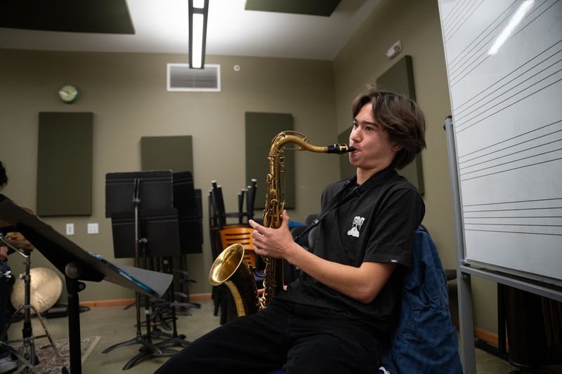 Saxophone player in rehearsal