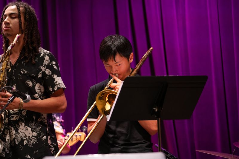 Students performing on stage